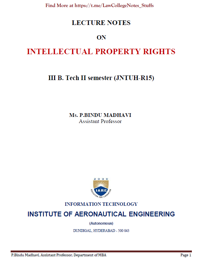IPR Notes by B. Madhavi
