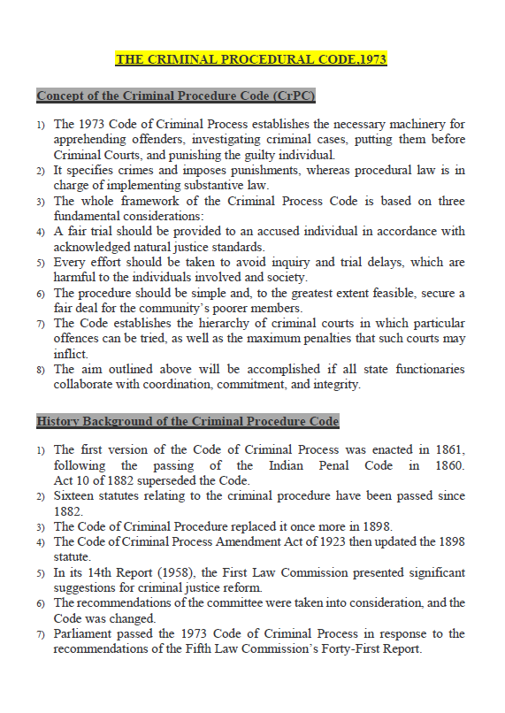 THE CRIMINAL PROCEDURAL CODE NOTES
